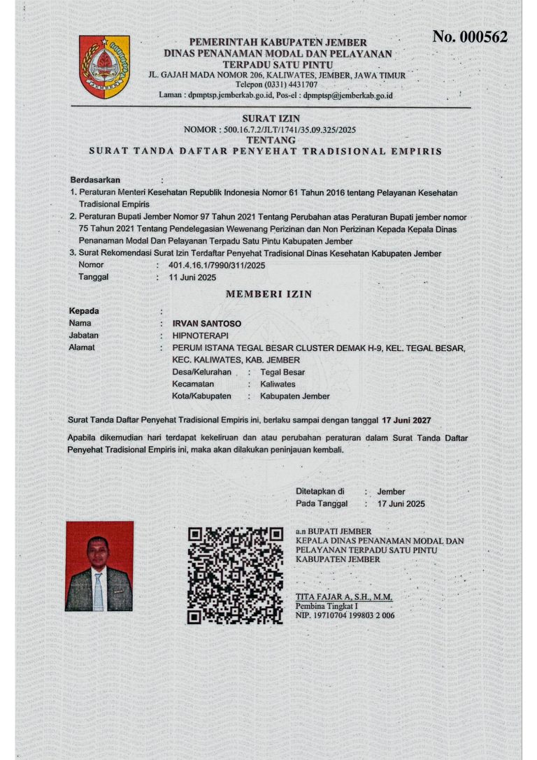 Surat Tanda Daftar Penyehat Tradisional Empiris